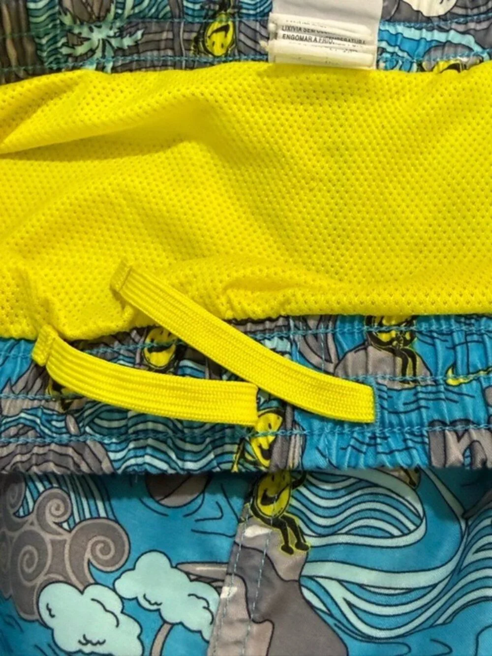 Nike Boys Pool Party 7” Volley Swim Shorts XL 158-170 Blue Smiley Face Lined